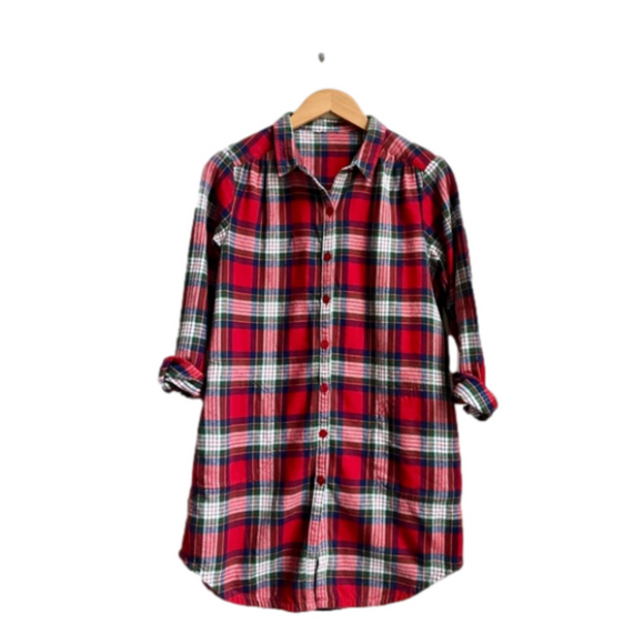 GRUNGE STYLE ❤️🖤 Red Plaid Flannel Dress - Picture 1 of 4